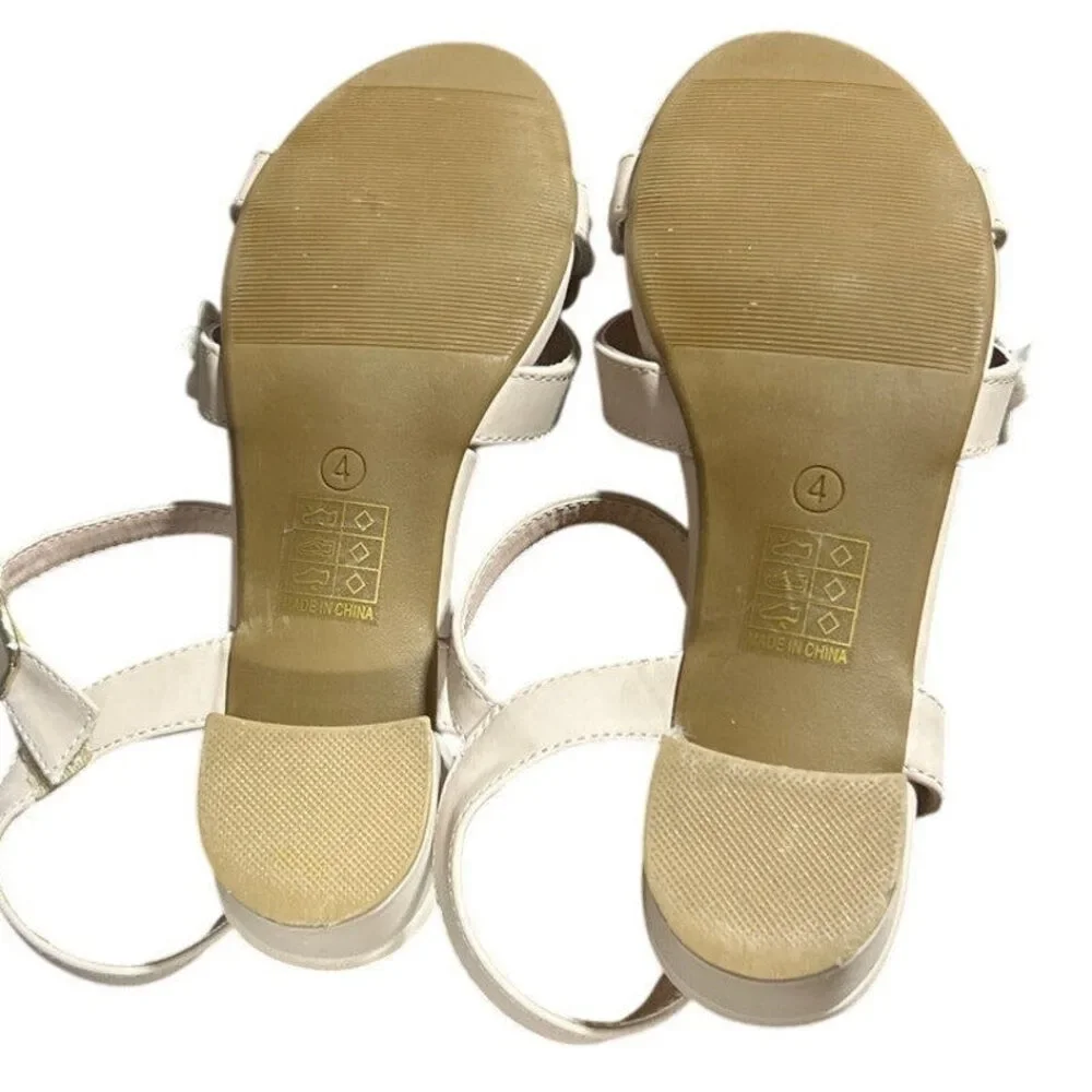 Laurmosa Girls Size 4 Pinky Tan Open Toe 1